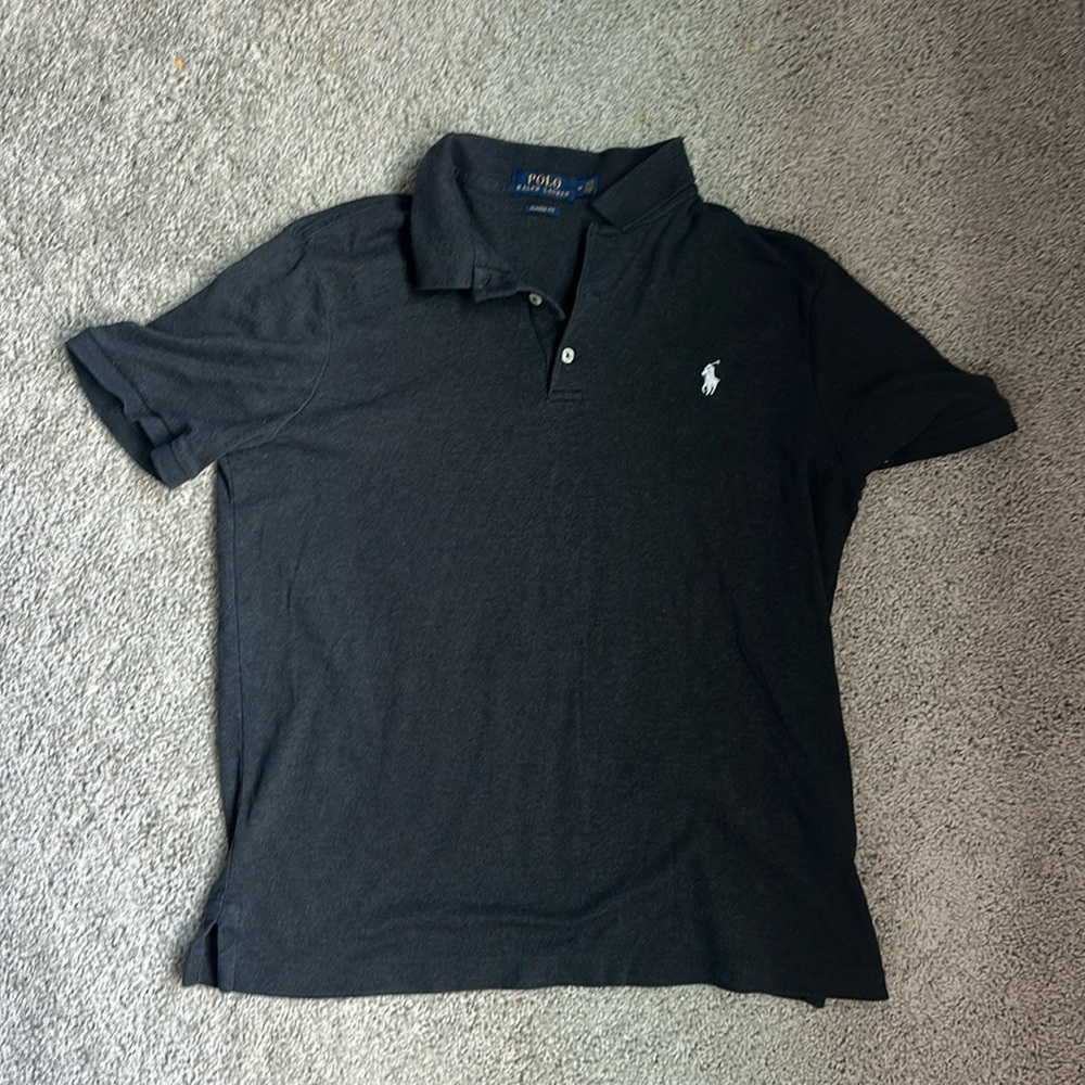 Polo Ralph Lauren dark grey polo shirt barely worn. Size medium. Classic fit.